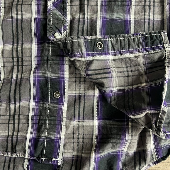 BKE Snap Button Up Shirt Mens Large Western Stitching Plaid Pockets‎ - Picture 3 of 9